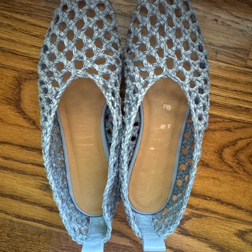 Mansur Gavriel Light Blue Woven Flat Loafer - Picture 3 of 4